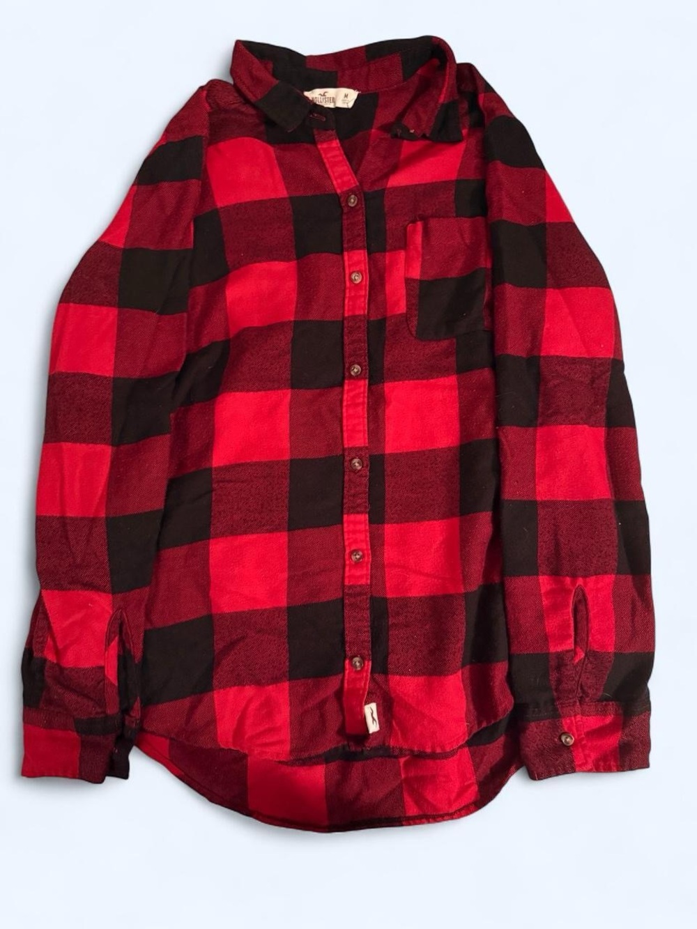 Hollister Red and Black Plaid Shirt